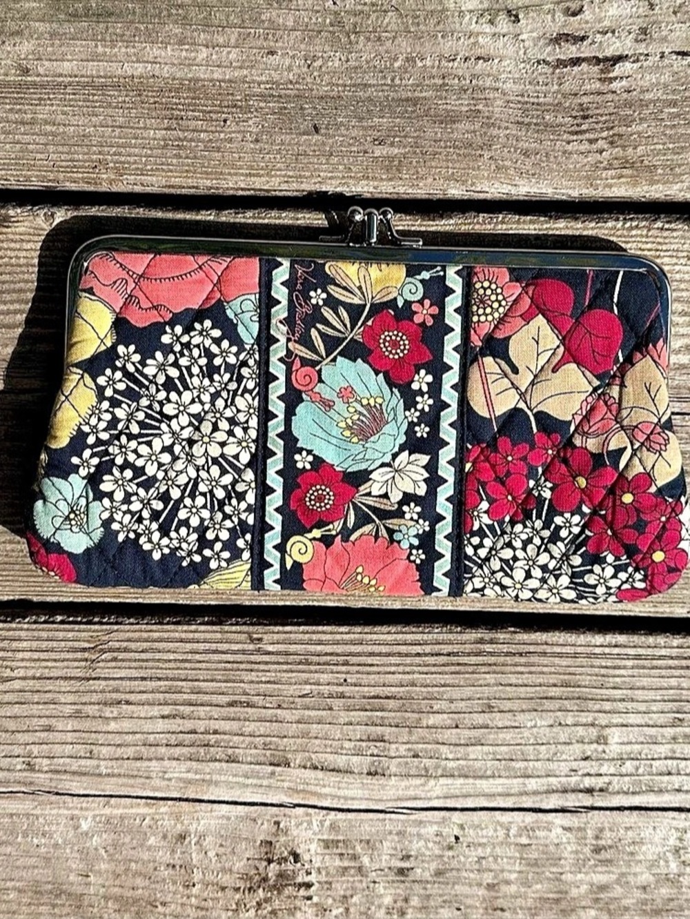 Vera Bradley Happy Snails Double Kiss Lock Clutch Wallet Retired 2011 Navy
